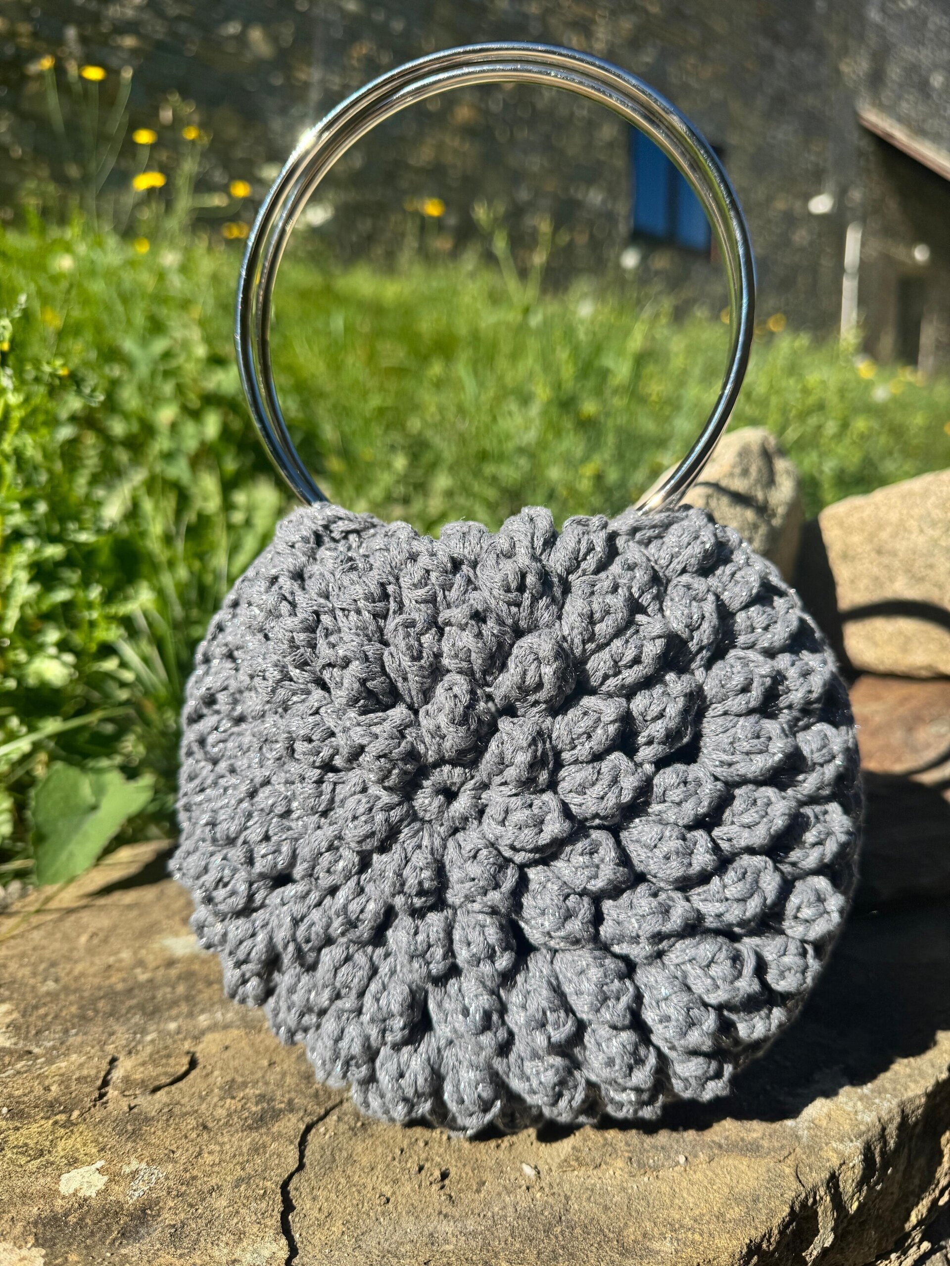 Bolso flor gris - 1