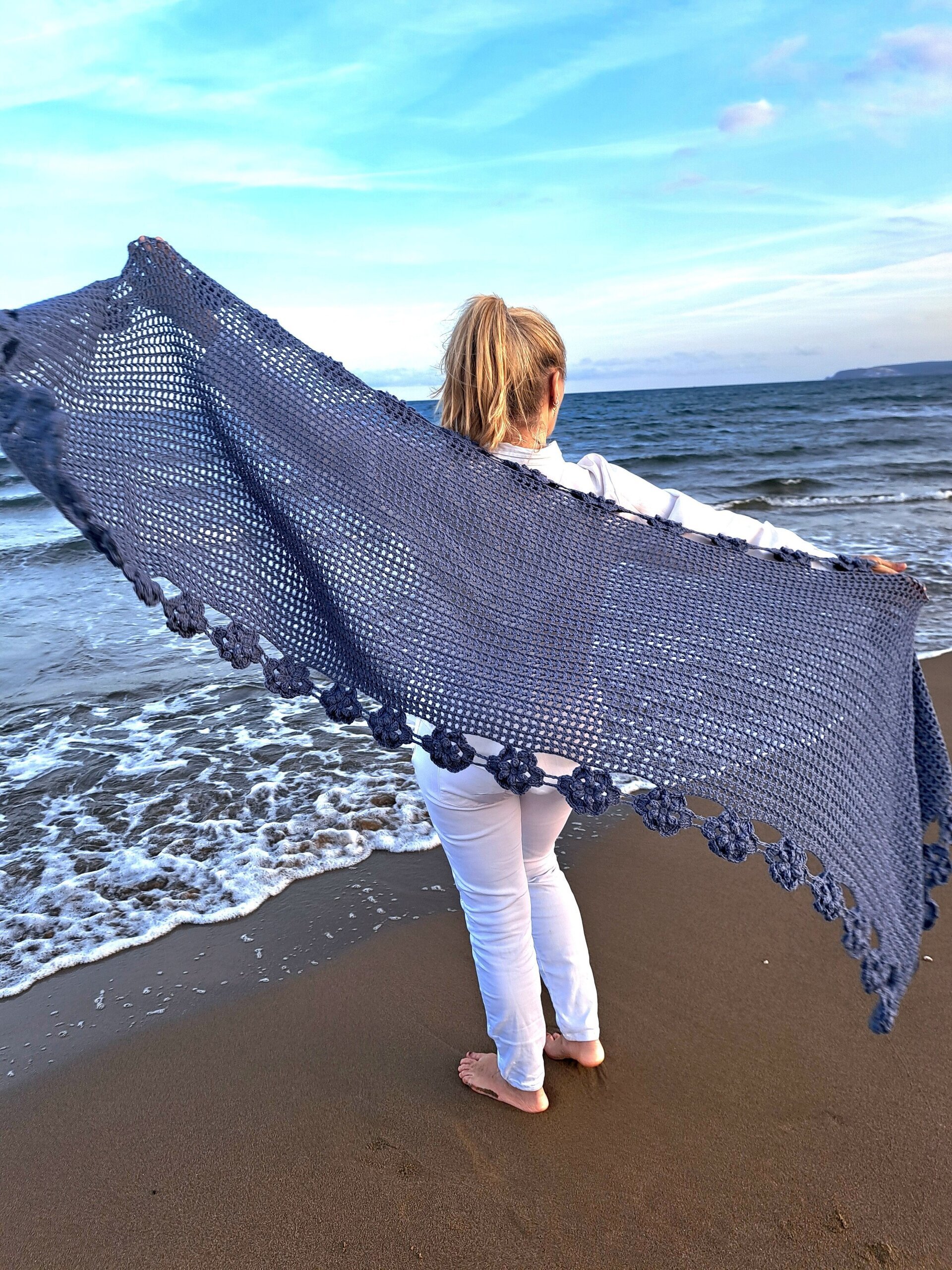 Chal merino rectangular azul - 4
