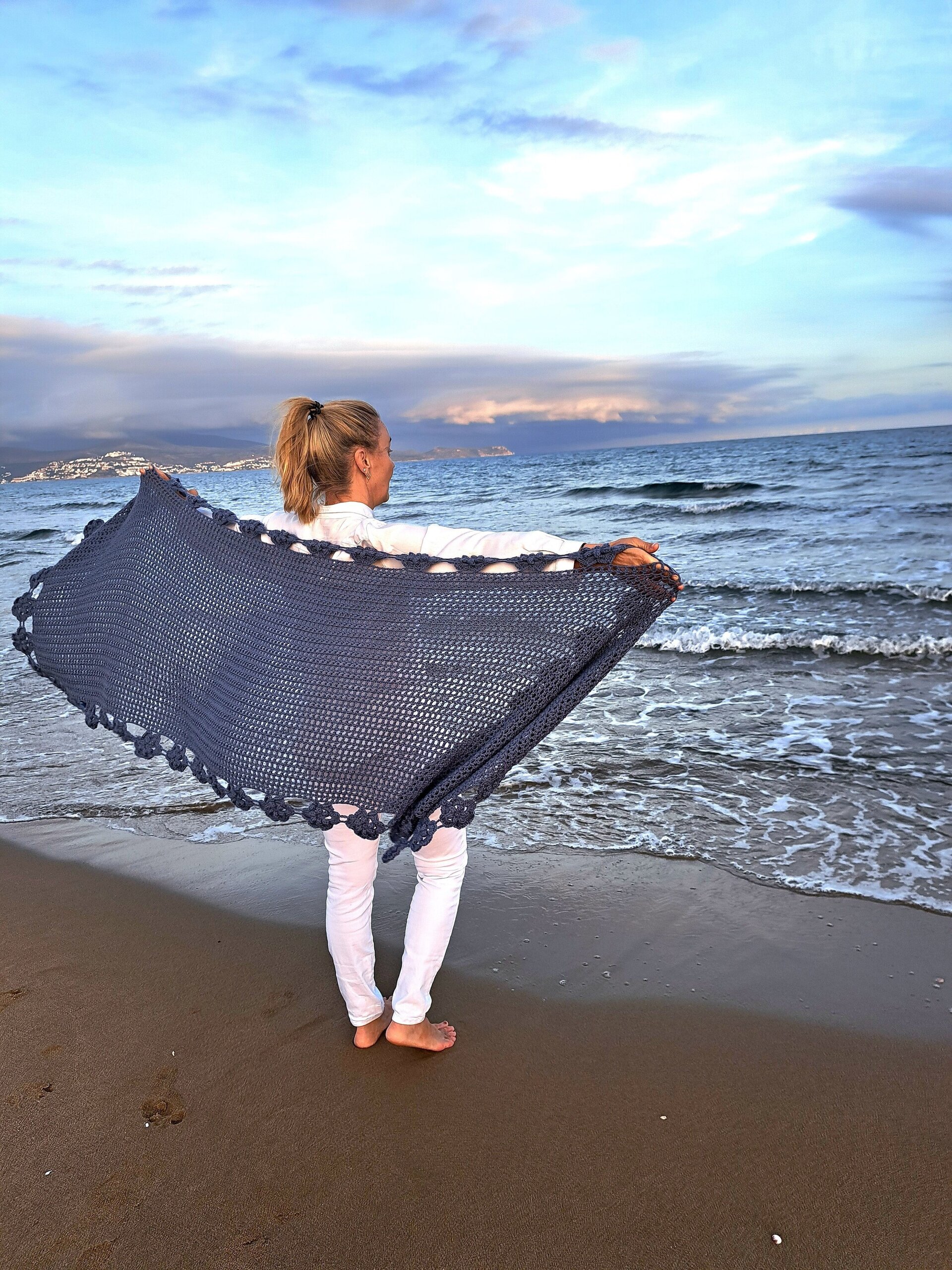 Chal merino rectangular azul - 2